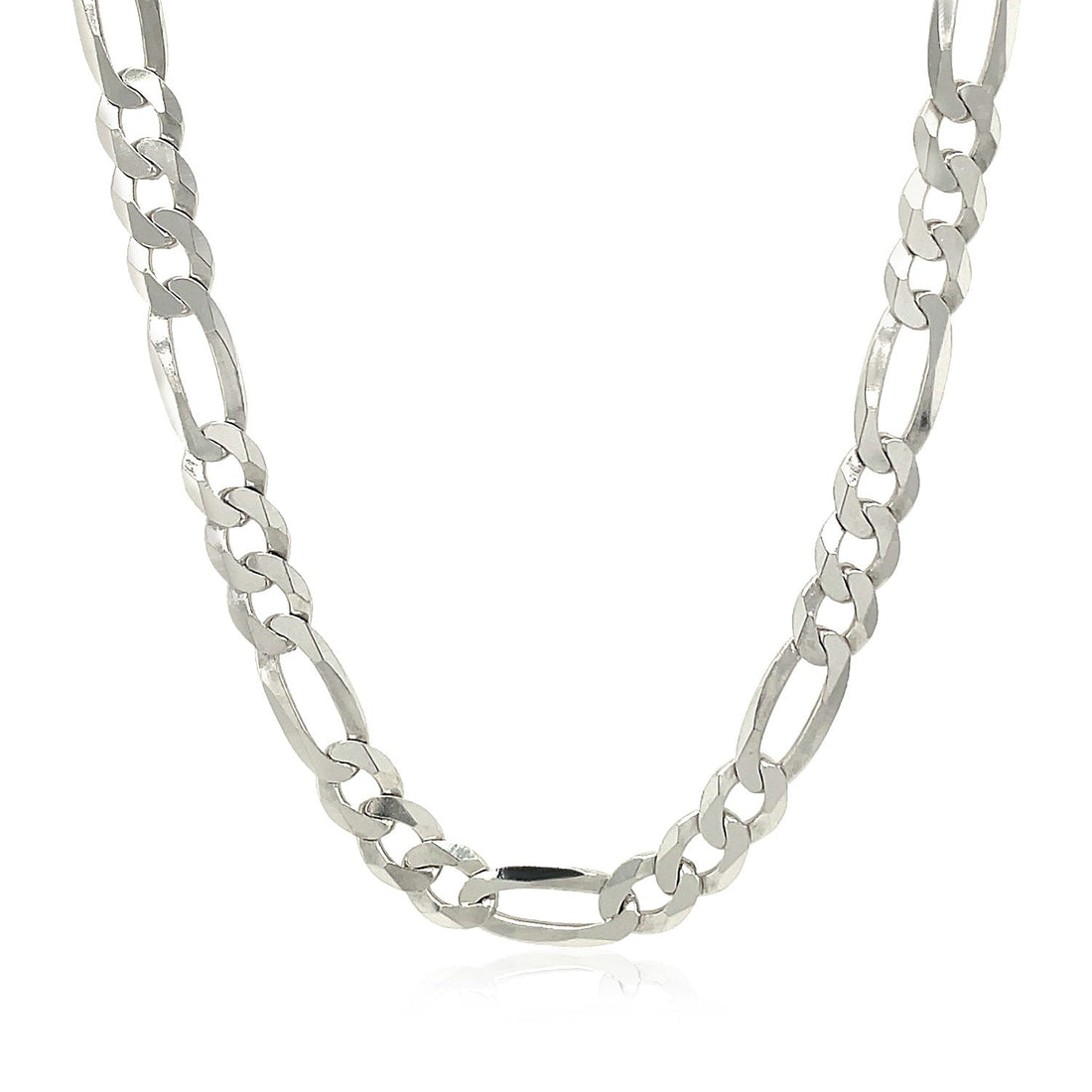 Rhodium Plated Sterling Silver Figaro Style Chain (5.40 mm) 