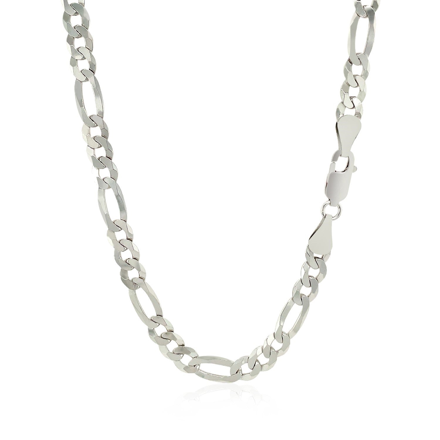 Rhodium Plated Sterling Silver Figaro Style Chain (5.40 mm) - DestGlow
