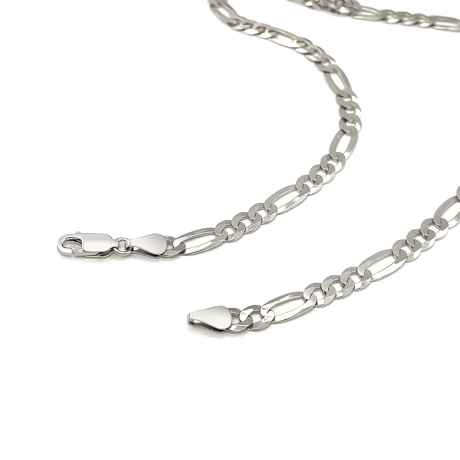 Rhodium Plated Sterling Silver Figaro Style Chain (5.40 mm) - DestGlow