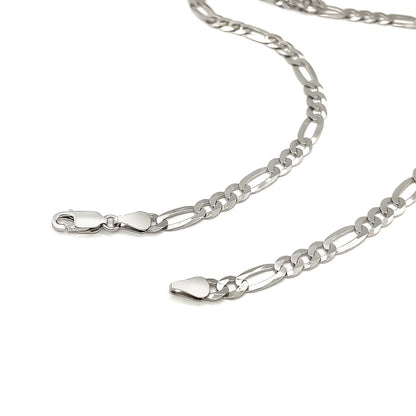 Rhodium Plated Sterling Silver Figaro Style Chain (5.40 mm) - DestGlow