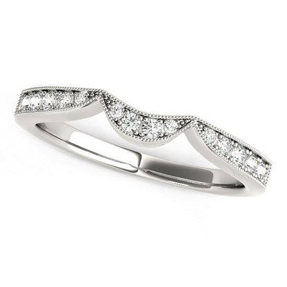 14k White Gold Milgrained Curved Wedding Diamond Band (1/6 cttw) by Bids.com