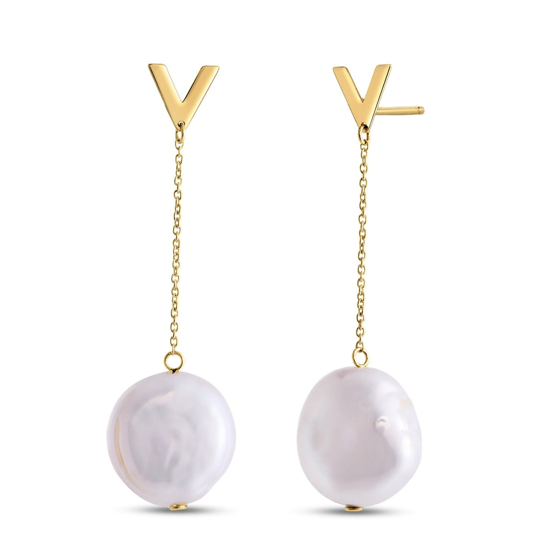 14k Yellow Gold Tesoro Pearl Drop Earrings - earrings