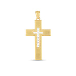 14k Two Tone Gold High Polish Diamond Cut Cross Pendant - necklaces