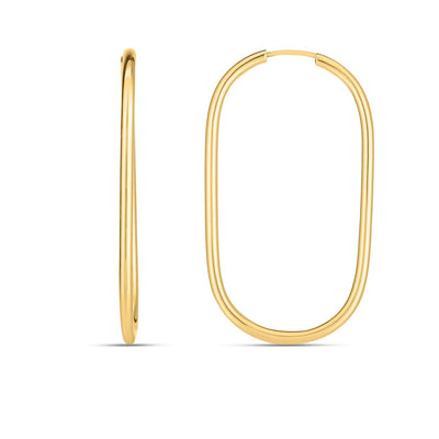 14k Yellow Gold Endless Large Paperclip Hoop Earrings - earrings