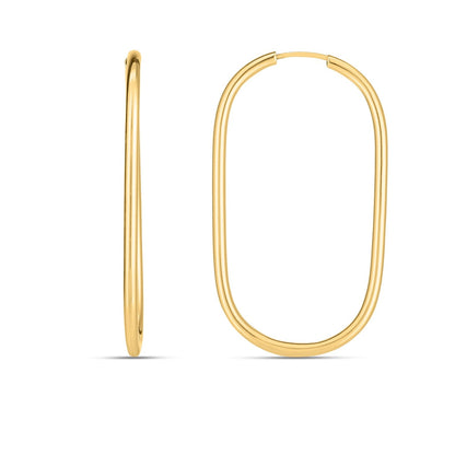 14k Yellow Gold Endless Large Paperclip Hoop Earrings - earrings