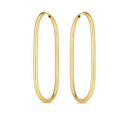 14k Yellow Gold Endless Large Paperclip Hoop Earrings - DestGlow