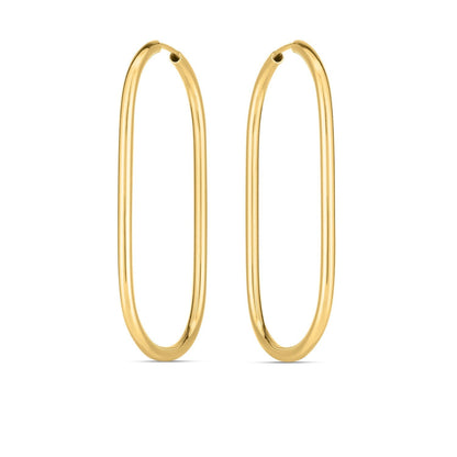14k Yellow Gold Endless Large Paperclip Hoop Earrings 