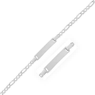 14k White Gold Figaro Chain Fancy Children's ID Bracelet - necklaces