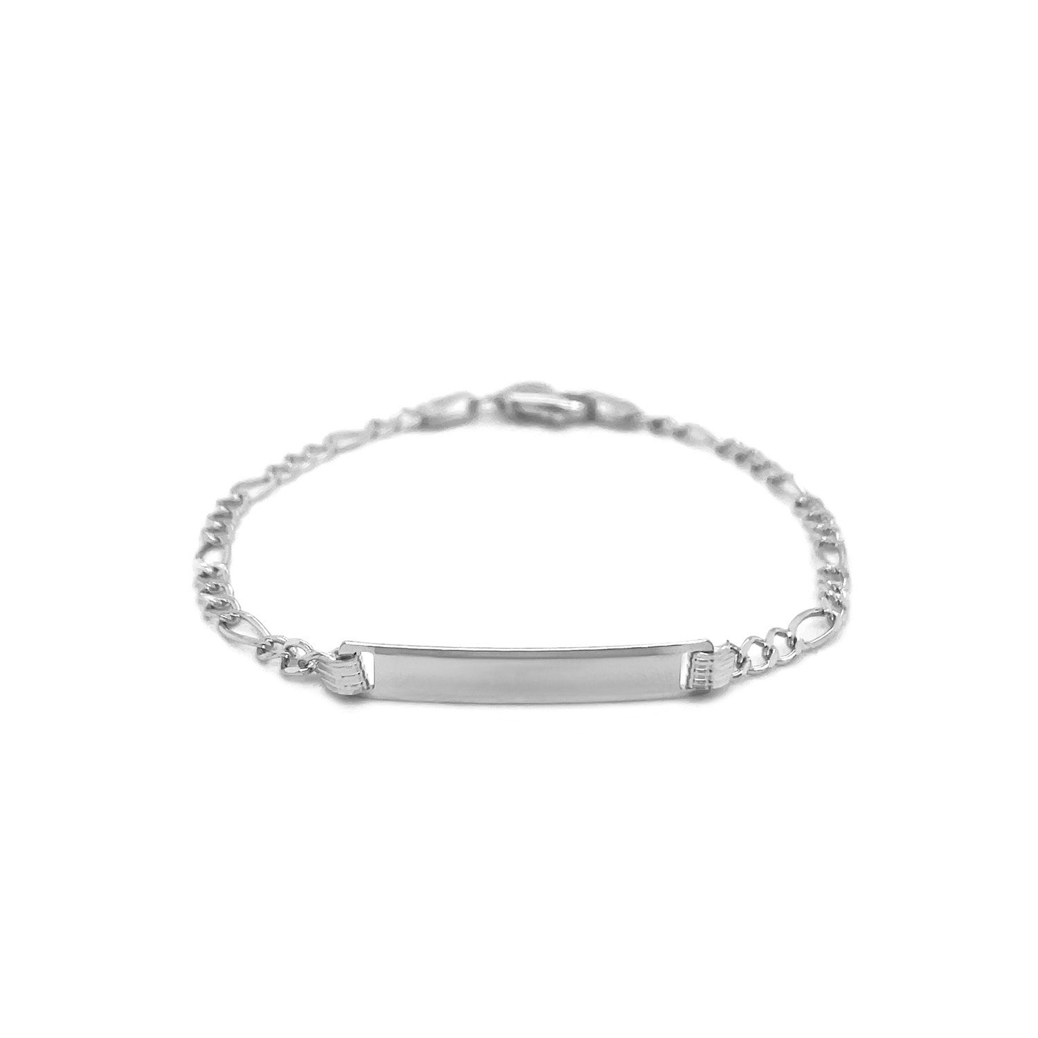 14k White Gold Figaro Chain Fancy Children&