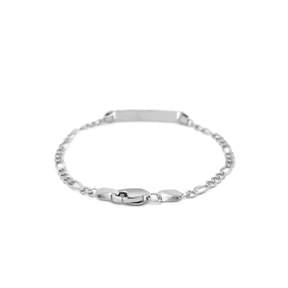 14k White Gold Figaro Chain Fancy Children&