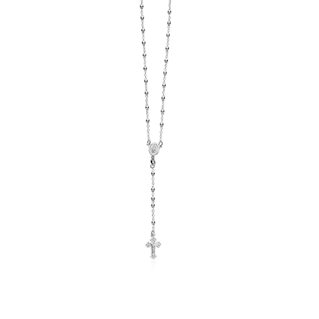 Fine Rosary Chain and Bead Necklace in Sterling Silver - DestGlow