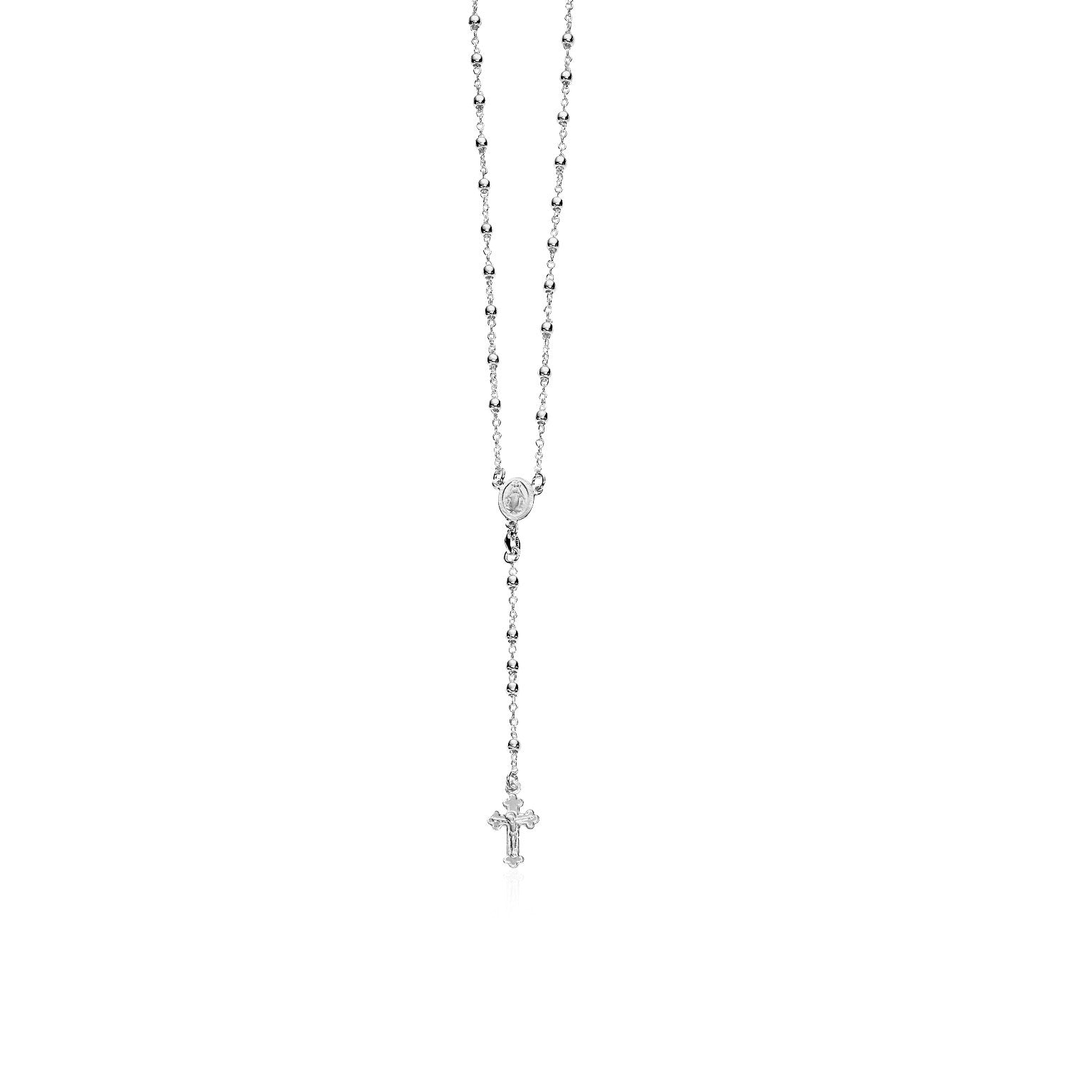 Fine Rosary Chain and Bead Necklace in Sterling Silver - DestGlow