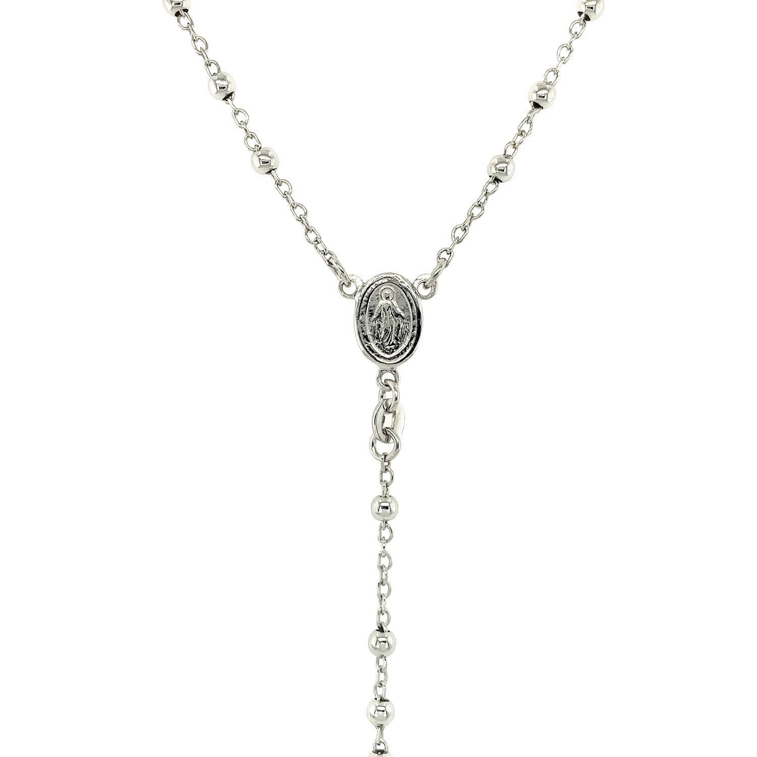 Fine Rosary Chain and Bead Necklace in Sterling Silver - DestGlow