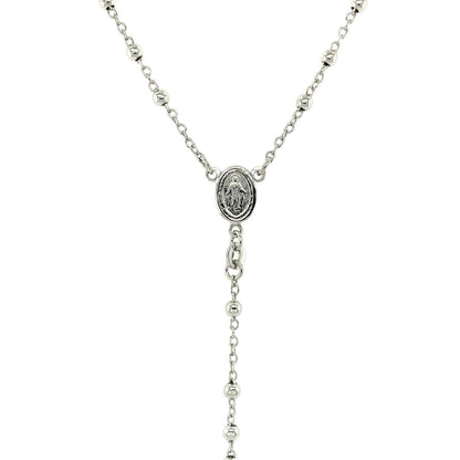 Fine Rosary Chain and Bead Necklace in Sterling Silver - DestGlow
