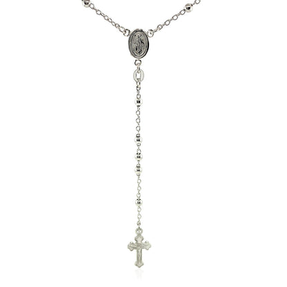 Fine Rosary Chain and Bead Necklace in Sterling Silver - DestGlow