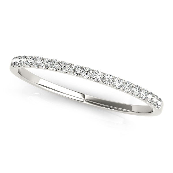 14k White Gold Slim Pave Set Diamond Wedding Band (1/8 cttw) by Bids.com