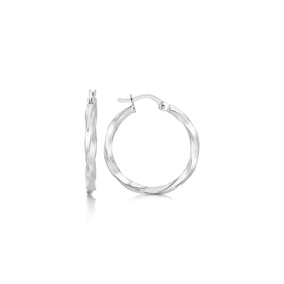 Sterling Silver Polished Spiral Motif Hoop Earrings(3x25mm) - DestGlow