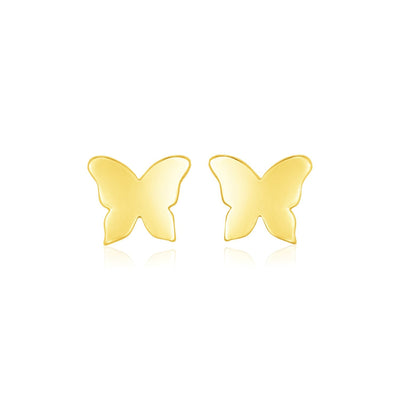 14k Yellow Gold Polished Butterfly Earrings - accessories