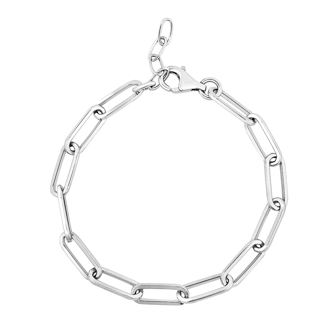 Sterling Silver Wide Paperclip Chain Bracelet (5.90 mm) - DestGlow