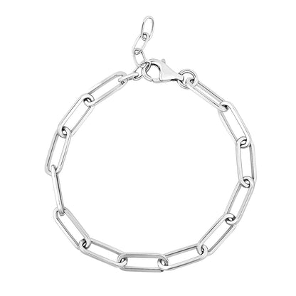 Sterling Silver Wide Paperclip Chain Bracelet by Bids.com
