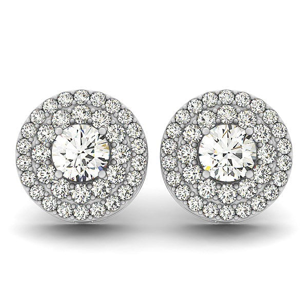 14k White Gold Double Halo Round Diamond Earrings (1 1/4 cttw) by Bids.com