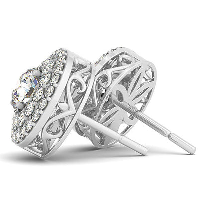14k White Gold Double Halo Round Diamond Earrings (1 1/4 cttw) by Bids.com