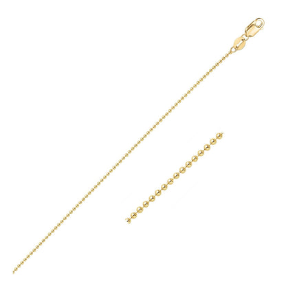 14k Yellow Gold Bead Chain 1.0mm (1.00 mm) - necklaces