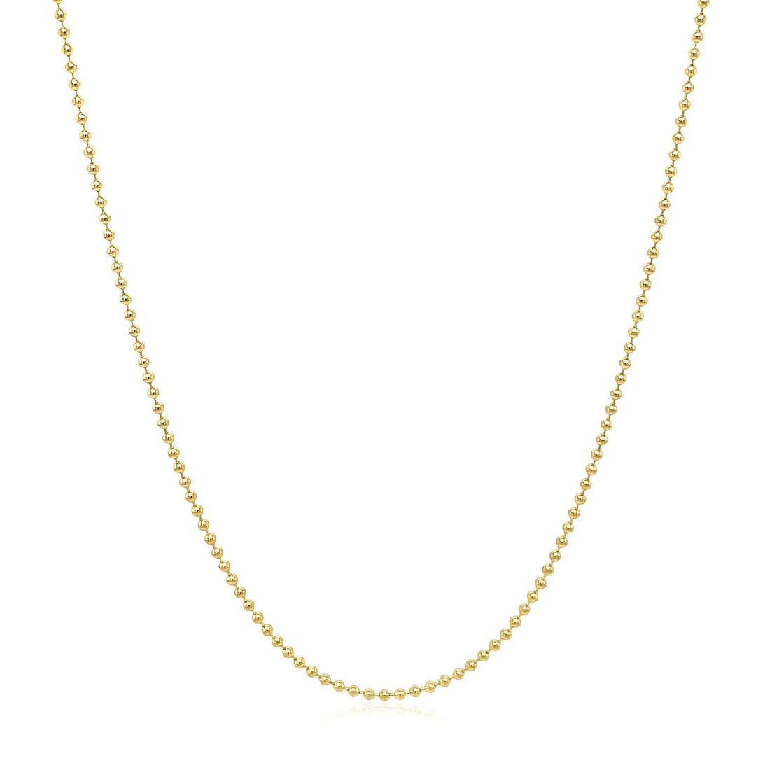 14k Yellow Gold Bead Chain 1.0mm (1.00 mm) - DestGlow