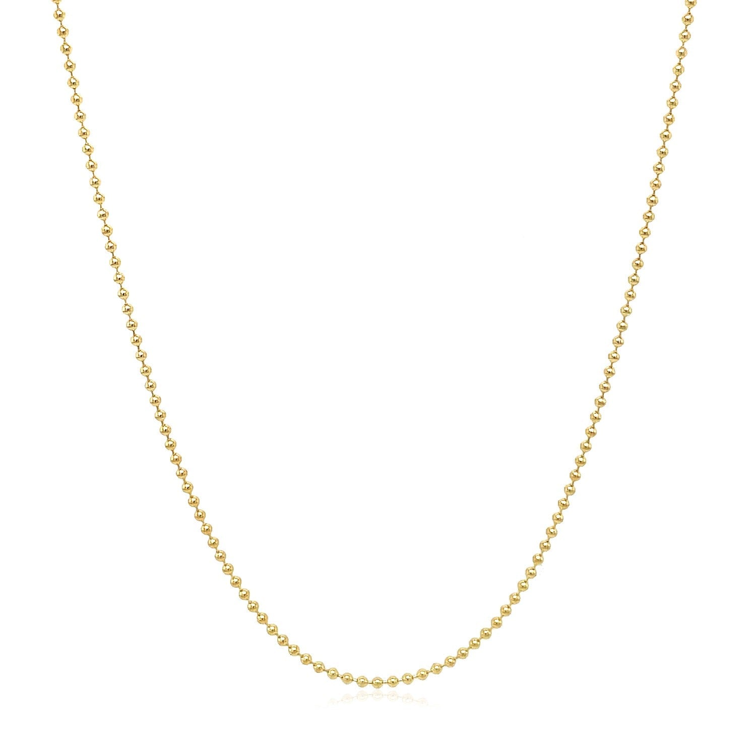 14k Yellow Gold Bead Chain 1.0mm (1.00 mm) - DestGlow