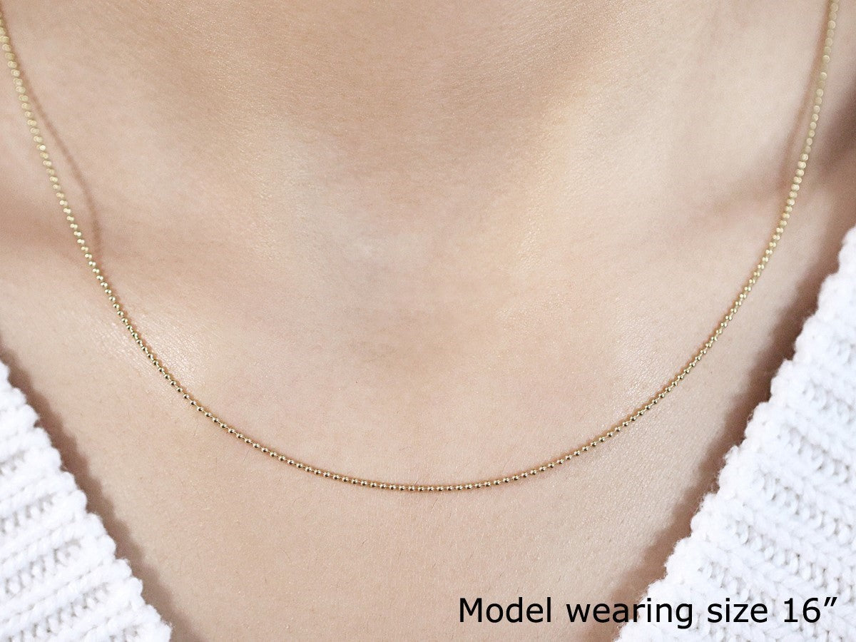 14k Yellow Gold Bead Chain 1.0mm (1.00 mm) 
