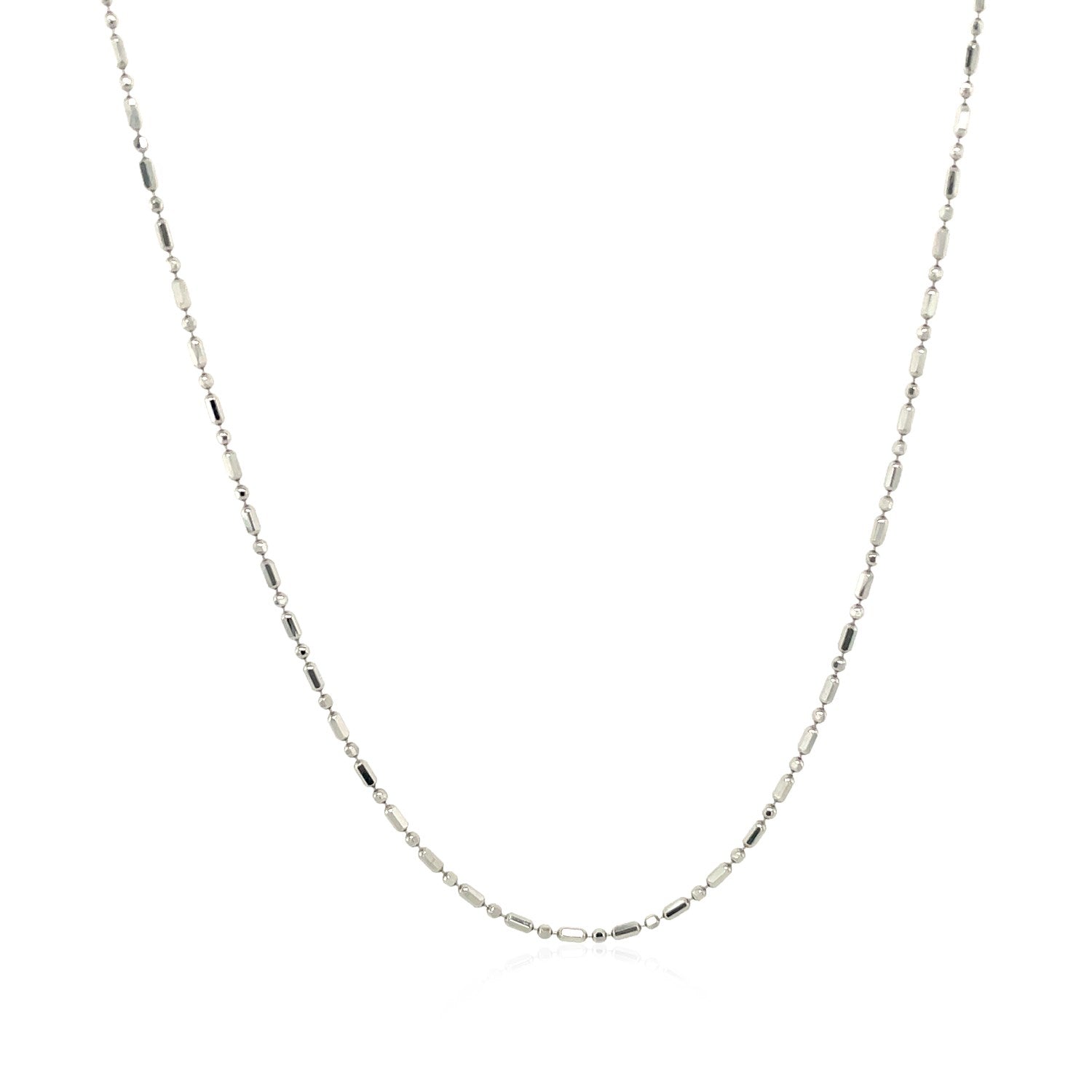 14k White Gold Diamond-Cut Bead Chain (0.90 mm) - DestGlow
