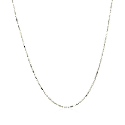 14k White Gold Diamond-Cut Bead Chain (0.90 mm) - DestGlow
