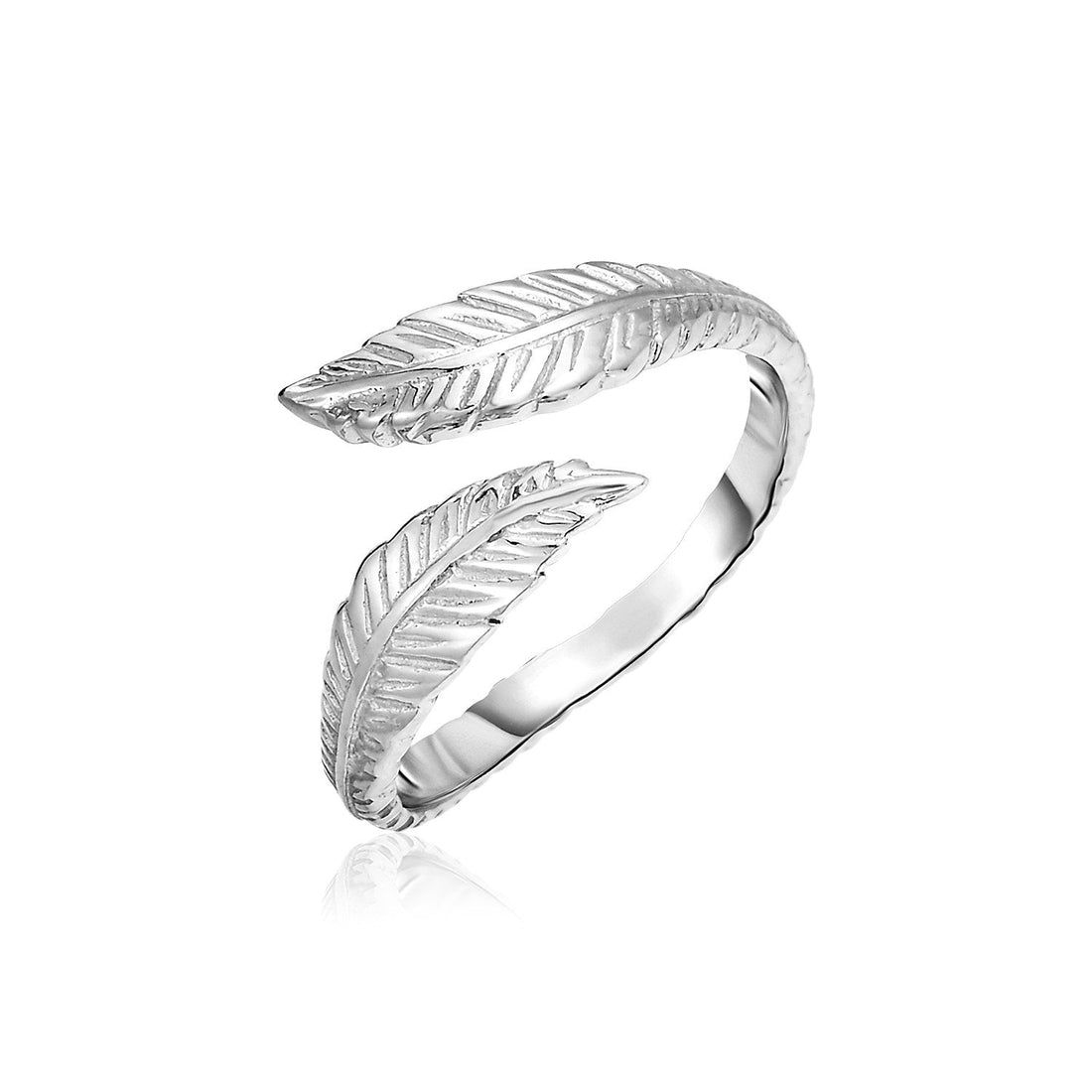 Sterling Silver Bypass Toe Ring with Leaves - DestGlow