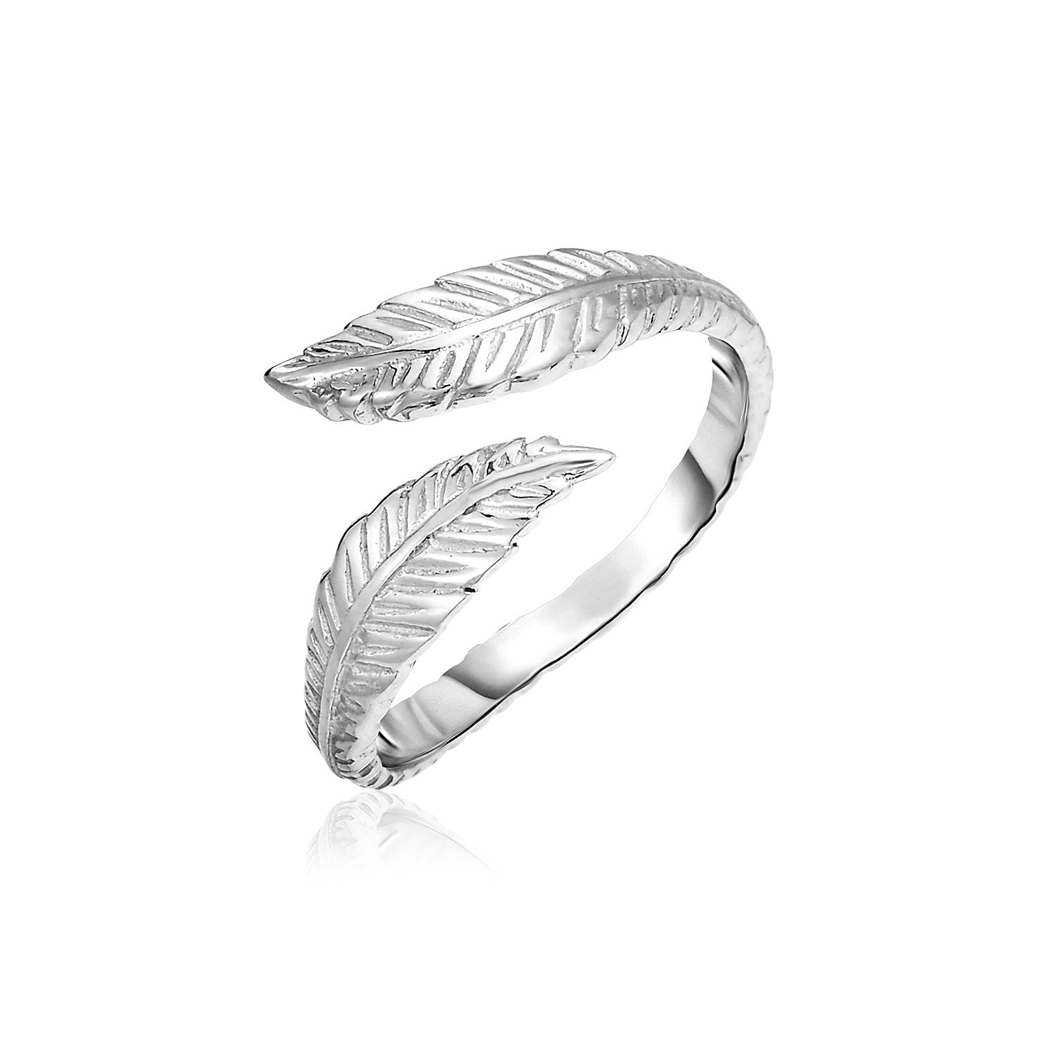 Sterling Silver Bypass Toe Ring with Leaves 