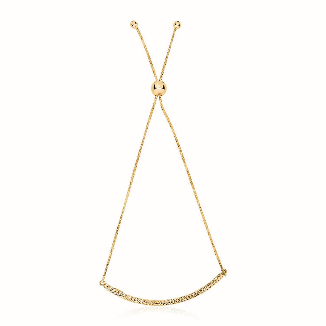 14k Yellow Gold Chain Bar Lariat Style Bracelet - necklaces
