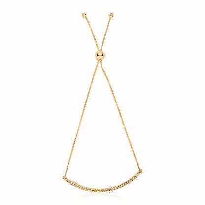 14k Yellow Gold Chain Bar Lariat Style Bracelet 