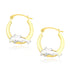 10k Two-Tone Gold Round Graduated Dolphin Design Hoop Earrings - earrings