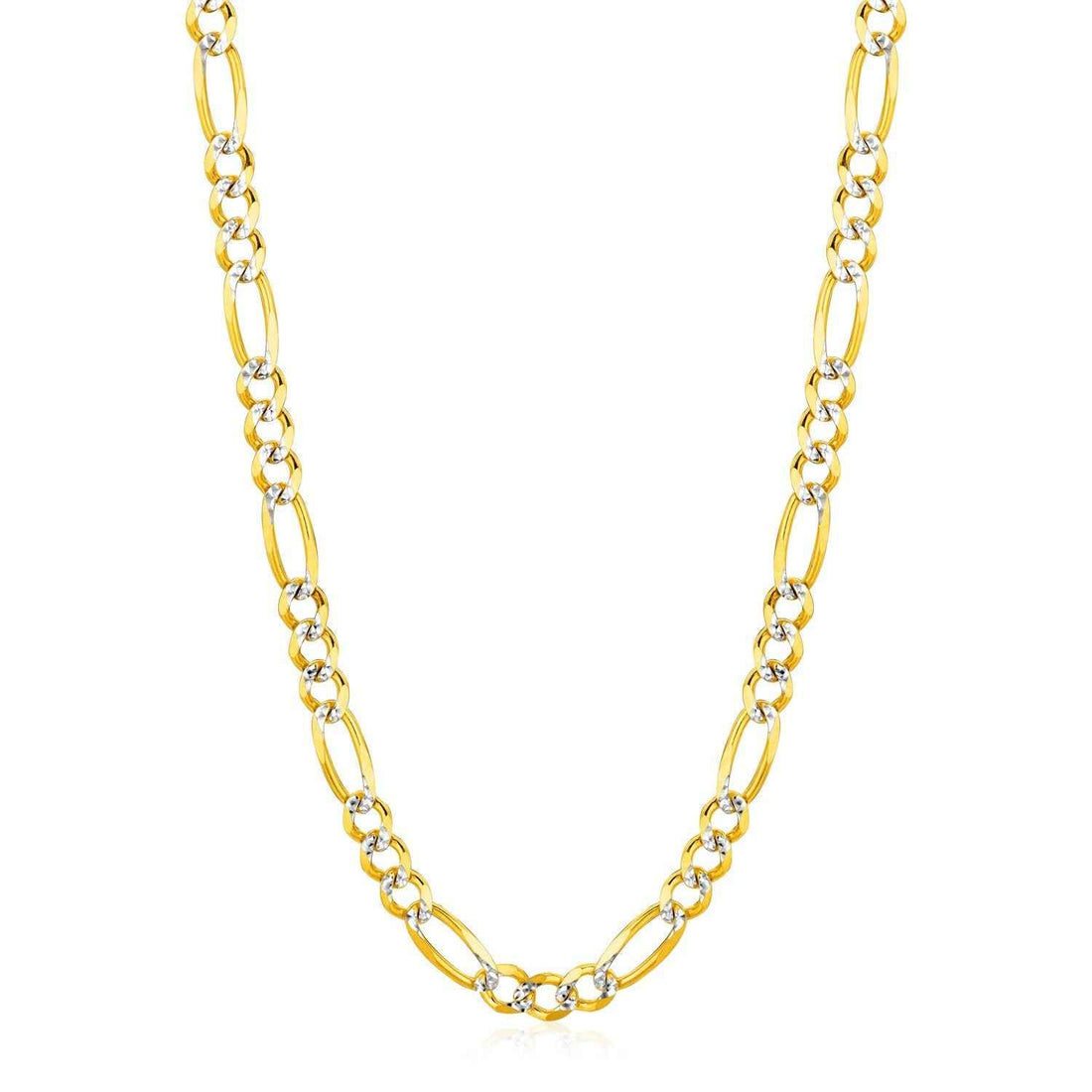 14K Yellow Gold Solid Pave Figaro Chain (5.90 mm)