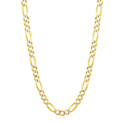 14K Yellow Gold Solid Pave Figaro Chain (5.90 mm)
