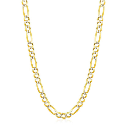 14K Yellow Gold Solid Pave Figaro Chain (5.90 mm)