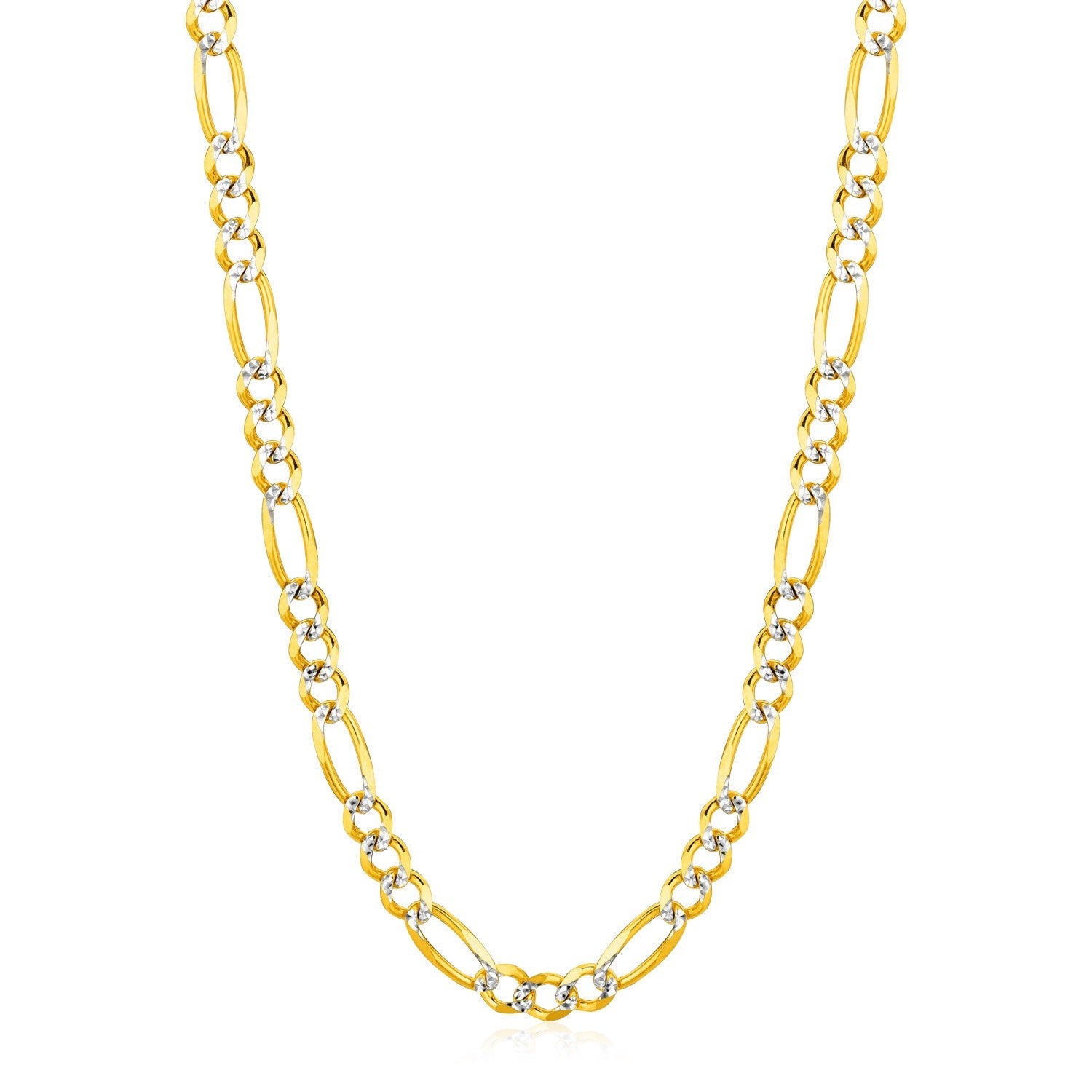 6.0mm 14K Yellow Gold Solid Pave Figaro Chain by Bids.com