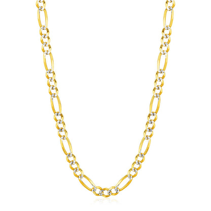 6.0mm 14K Yellow Gold Solid Pave Figaro Chain by Bids.com