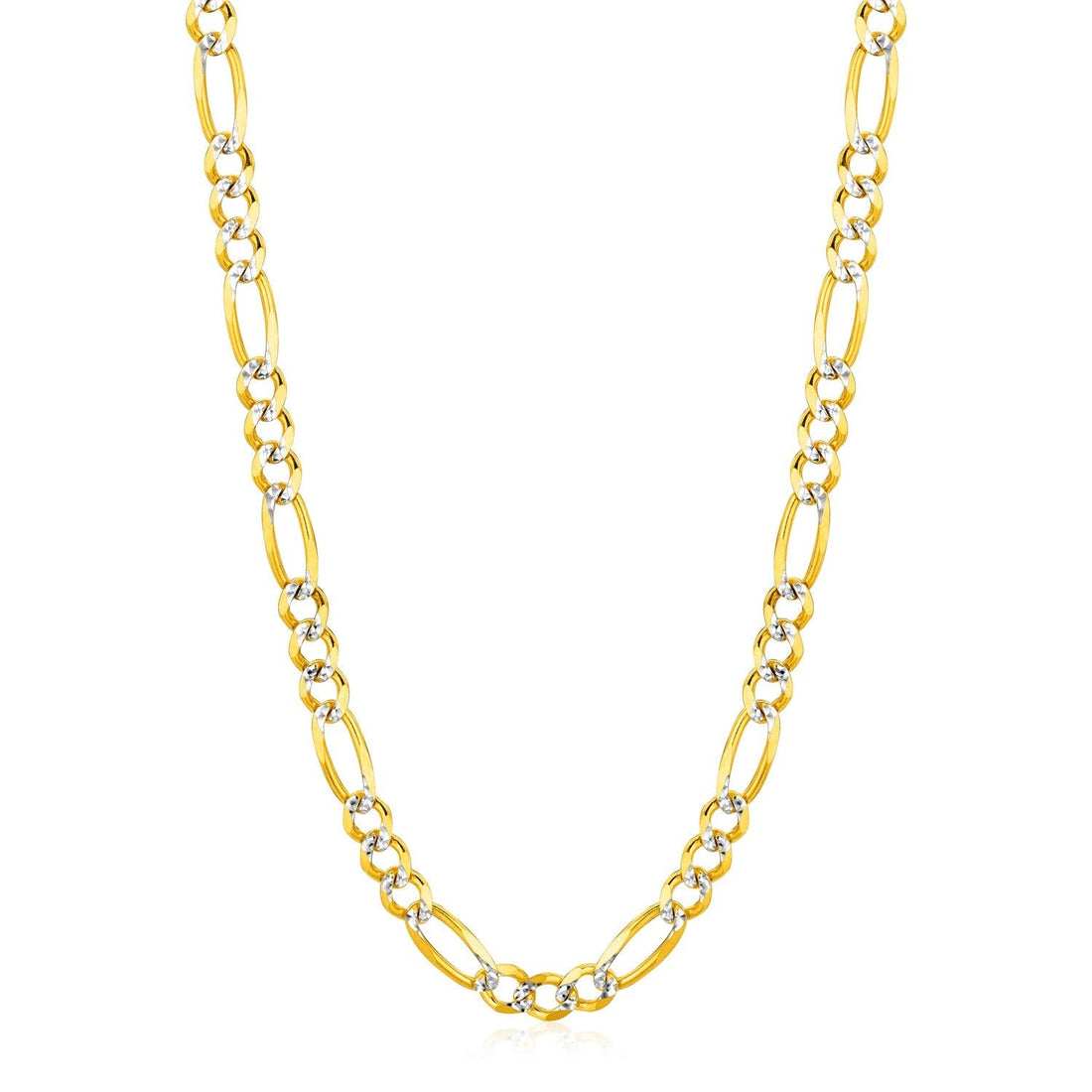 14K Yellow Gold Solid Pave Figaro Chain (5.90 mm) 