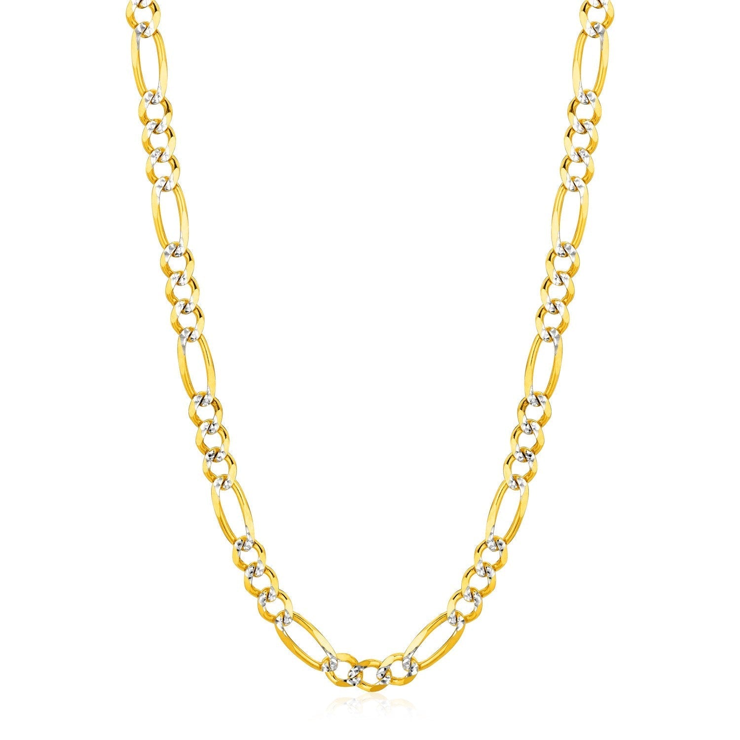 14K Yellow Gold Solid Pave Figaro Chain (5.90 mm) 