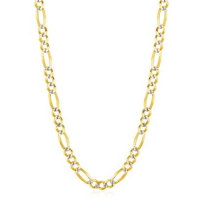 14K Yellow Gold Solid Pave Figaro Chain (5.90 mm) 