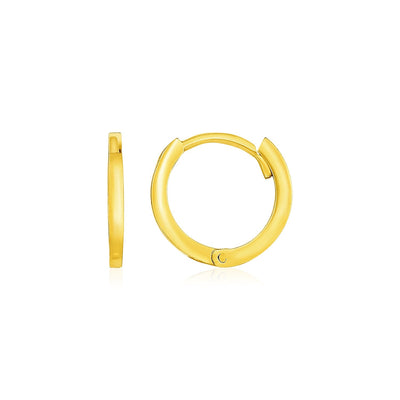 14k Yellow Gold Petite Polished Round Hoop Earrings(1.3x11.5mm) - earrings