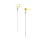 14k Yellow Gold Modern Disc and Bar Drop Earrings - earrings