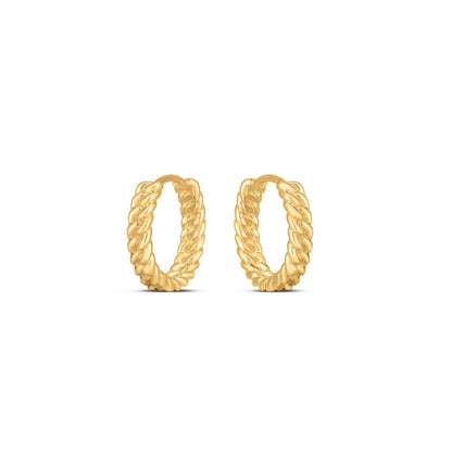 14k Yellow Gold Braided Huggie Hoops(3x12mm) - DestGlow