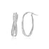 14k White Gold Oval Hoop Twist Glittery Earrings - earrings
