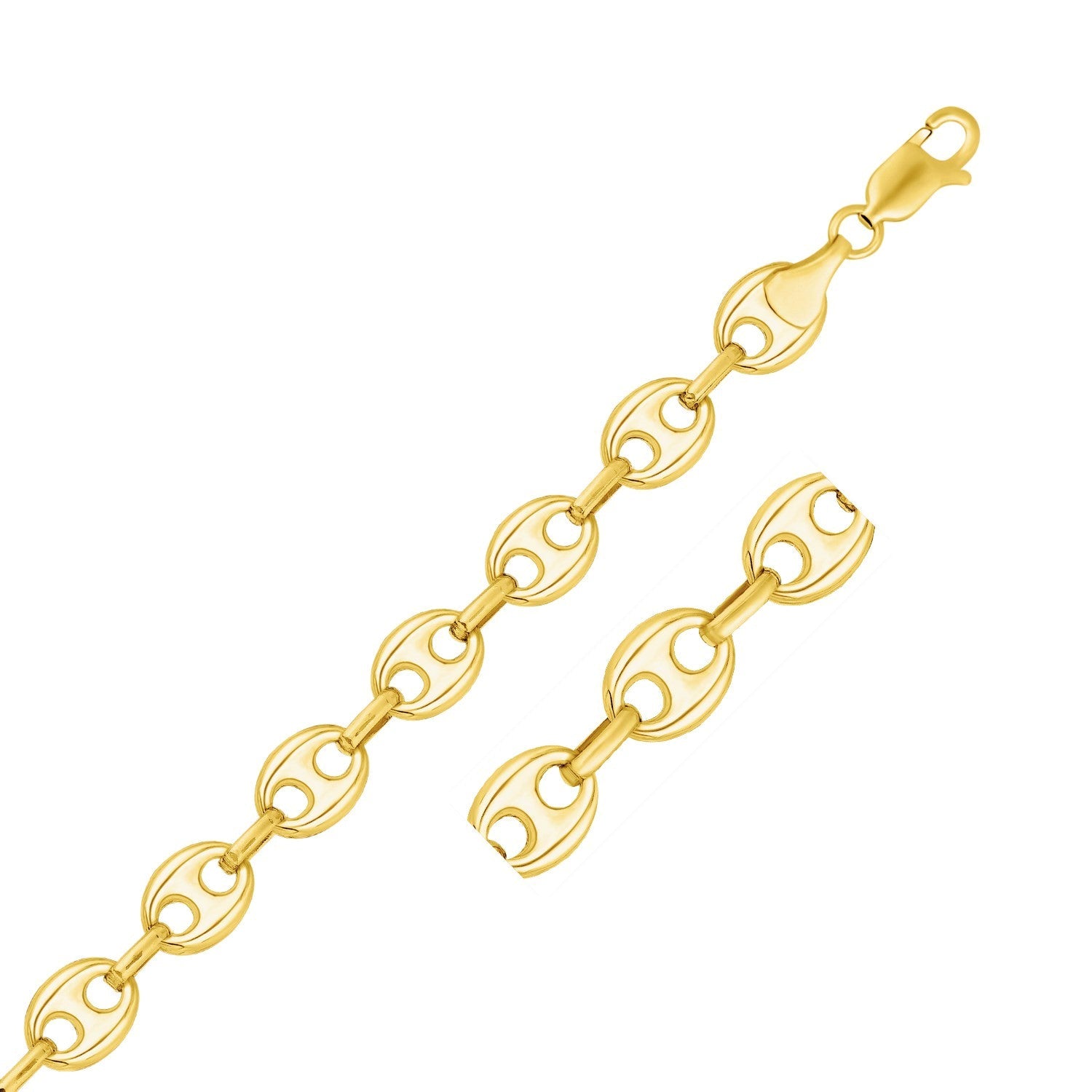 11.0mm 14k Yellow Gold Puffed Mariner Link Bracelet by Bids.com